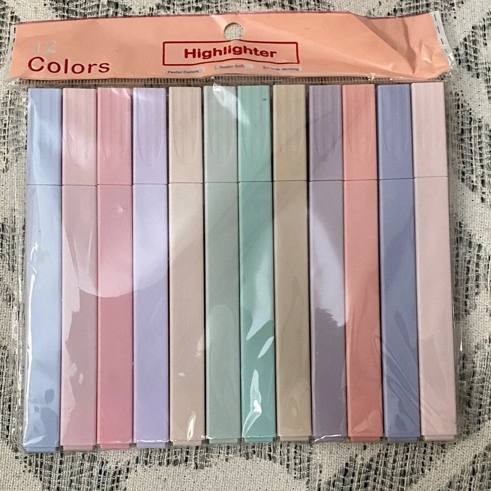 Pastel Highlighter Set - 12 Colors, Assorted Pastel Shades